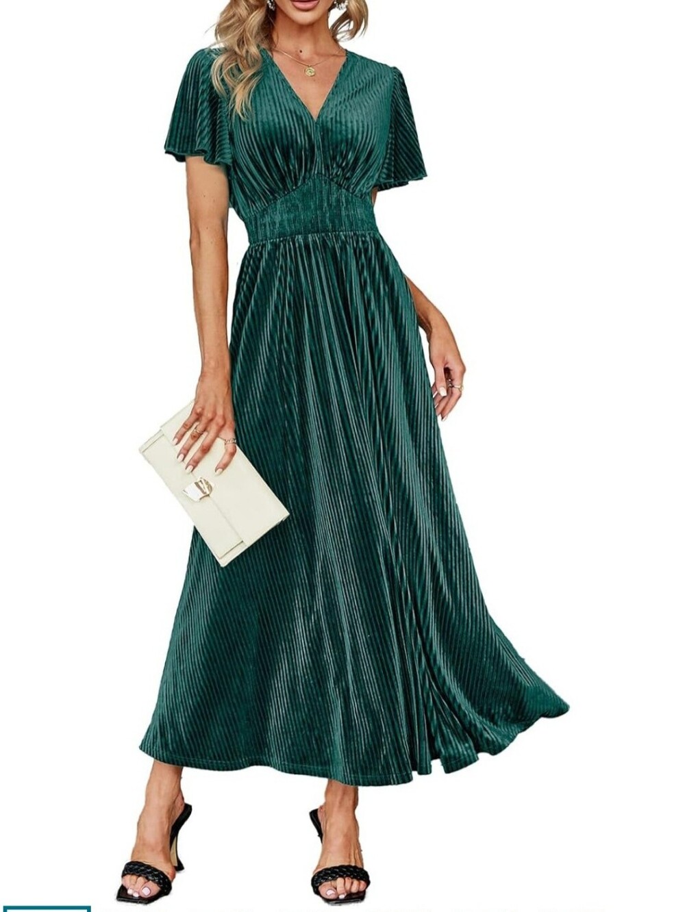 Velvet Pleated Maxi Dress